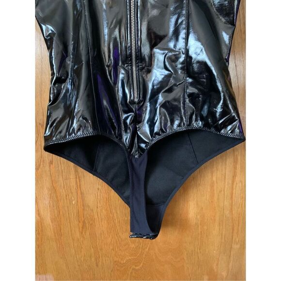 Fleur du Mal PVC Frankie Lace Bodysuit in Black Size S - Picture 8 of 12